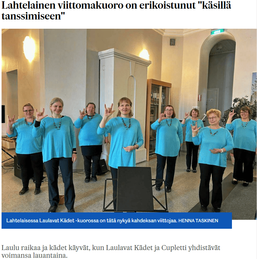 Laulavat kädet viittova kuoro Lahti